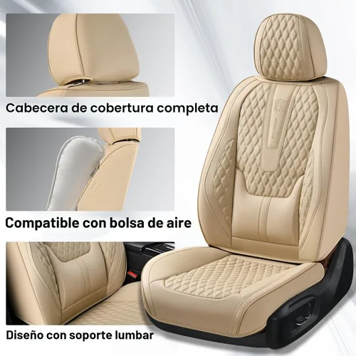 Miniatura 3 de Coverado Juego completo de fundas de asiento de automóvil, fundas de asiento de piel de napa para automóvil, protector de asiento de automóvil