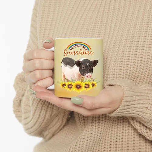 Miniatura 3 de Taza de café con diseño de girasol y arco iris, taza de té de cerámica blanca de 11 onzas, regalos para dueños de mascotas con texto en inglés "You