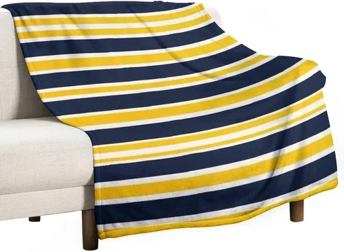 Miniatura 32 de Manta de rayas náuticas amarillas y azul marino, moderna, ultrasuave, manta de microfibra para sofá, cama para niños y adultos, 30 x 40 pulgadas