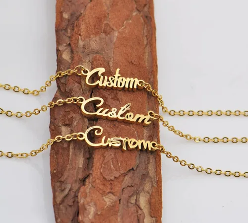 Miniatura 2 de Pulsera con nombre personalizada chapada en oro de acero inoxidable para mujeres y hermanas