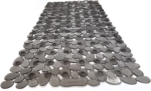Miniatura 7 de Alfombra antideslizante para bañera y ducha "Pebbles" de 27 x 14 pulgadas, ovalada, no tóxica, segura, limpia, lavable a máquina, agarre y drenaje