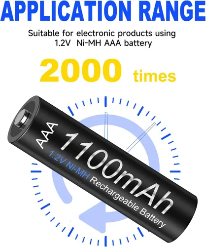 Miniatura 2 de Paquete de 16 baterías AAA recargables con kit de cargador, baterías de autodescarga baja Ni-MH de 1.2 V Ni-MH Triple A con ranura independiente