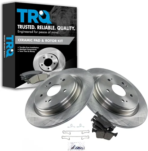 Miniatura 9 de TRQ Kit de rotor de freno trasero y pastillas de cerámica Posi premium compatible con camioneta Chevy GMC