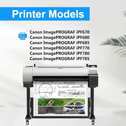 Miniatura 3 de LCL PFI-107 Cartucho de tinta negro de 4.4 fl oz de repuesto para Canon PFI-107 PFI-107BK PFI107BK para impresoras Canon ImagePROGRAF iPF670 iPF680
