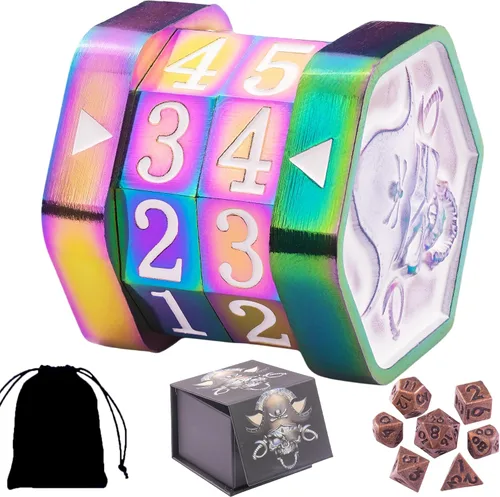 Miniatura 7 de MTG Life Counter Wheel - Contador de vida de metal MTG, juego de dados pequeños, embalaje de caja de regalo para tarjetas, juegos de mesa Colorido