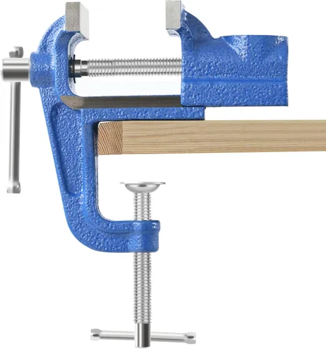 Miniatura 10 de UPG - Tornillo de banco mejorado de 5 pulgadas con tornillo de banco de hierro dúctil, tornillo de banco multiusos de 360° con yunque y pasadores