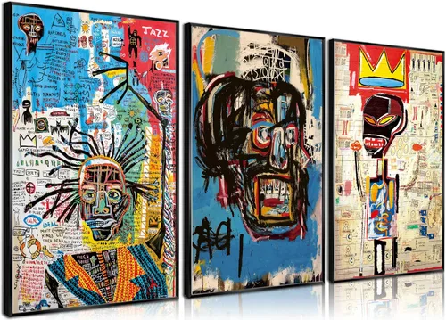 3 piezas de arte callejero de grafiti azul para decoración de pared, arte moderno, estética, lienzo, pintura, pintura abstracta, póster de hombre,