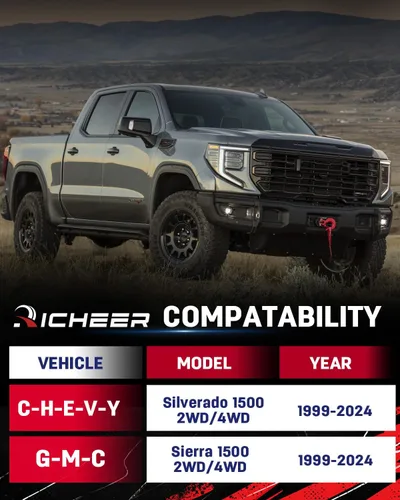 Miniatura 2 de Richeer Bloque de elevación de 1 pulgada compatible con Silverado 1500 1999-2024 2WD/4WD, Sierra 1500 1999-2024 2WD/4WD, kits de elevación
