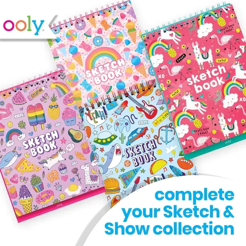 Miniatura 5 de OOLY Cuaderno de bocetos de pie para dibujar y mostrar, 45 páginas perforadas grandes de 10.5 x 8 pulgadas, 120 GSM/32 libras, perfecto