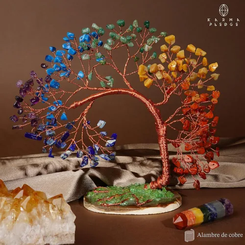 Miniatura 5 de Árbol de la vida de cristal curativo de 7 chakras para decoración, hecho a mano, con cristales y piedras curativas de Reiki, para energía positiva