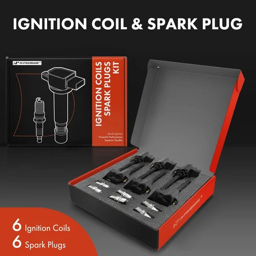 Miniatura 2 de A-Premium Juego de 6 bobinas de encendido y bujías de iridio compatibles con Mercedes-Benz C230 C250 C280 E280 E300 E350 y Dodge Freightliner Negro