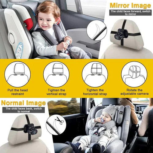 Miniatura 9 de AMTIFO Cámara para Bebé de Coche Fácil Instalación: Visión Nocturna Clara 2 Minutos Plug-Play Cámara de Asiento Trasero Rotación 360° Monitor