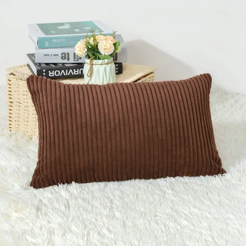 Artscope Fundas de Almohada de Pana a Rayas Acogedoras Súper Suaves Decorativas Oblongas Fundas de Almohada Decorativa Funda de Cojín para Sofá
