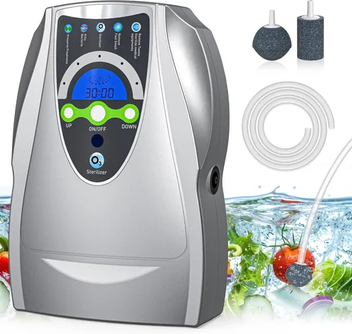 VTAR Máquina de ozono, máquina multiusos de ozono de 500 mg/h purifica aire, agua, frutas, verduras, cepillos de dientes, acuario. Dispositivo Gris
