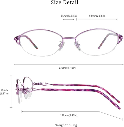 Miniatura 5 de LifeArt Gafas de lectura sin montura de aleación, gafas de bloqueo de luz azul, antirreflejos, púrpura (2339_purple)