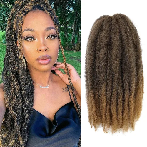 Miniatura 7 de 1 paquete de 18 pulgadas Marley trenzado de cabello trenzado Marley Twist Braids Hair Long Afro Kinky Marley para Butterfly Locs Crochet Hair (1B#)