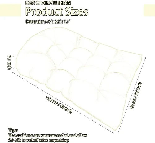 Miniatura 5 de Cojín de repuesto para silla de huevo para colgar silla de huevo, cojín grueso y cómodo para silla colgante, color beige (solo cojín), cojín