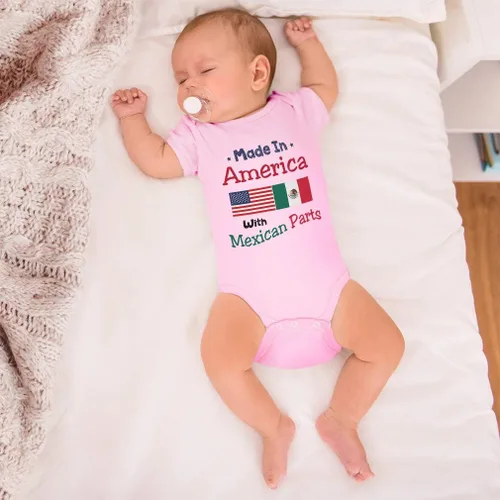 Miniatura 3 de Body de bebé personalizado hecho en Estados Unidos con piezas mexicanas estilo un algodón divertido, Solo un diseño blanco