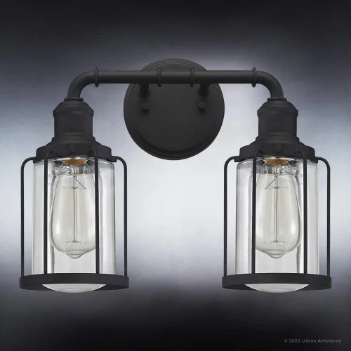 Miniatura 4 de Urban Ambiance Lámpara de tocador de baño industrial chic de lujo, tamaño mediano: 12 pulgadas de alto x 14.5 pulgadas de ancho, con elementos