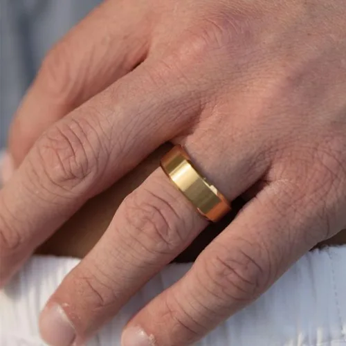 Miniatura 5 de 4 anillos de acero inoxidable para hombres, dorado, plateado, azul, negro, para hombres y mujeres, diseño fresco y simple, perfecto para compromiso