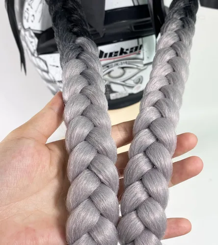 Miniatura 3 de Extensión de cola de caballo para niñas con ventosa para casco, 2 piezas, accesorios para casco con lazo, coletas para casco de motocicleta