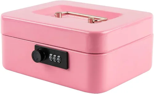Miniatura 18 de KYODOLED Caja de dinero grande con cerradura de combinación, caja de dinero de metal segura con bandeja para dinero para caja de seguridad de 9.84 x