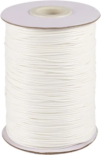 Miniatura 16 de Cordón de poliéster encerado coreano de 100 yardas, hilo de cordón trenzado beige para collar, cuerda de alambre de 0.079 pulgadas con carrete