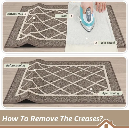 Miniatura 9 de BEQHAUSE - Alfombras de cocina antideslizantes para piso 2 piezas Alfombras de cocina y tapetes antideslizantes lavables Alfombra de cocina