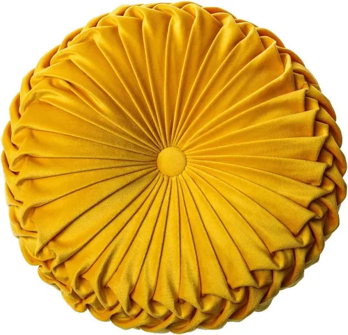 HLOVME Cojín Decorativo para Sofá de Calabaza 3D Redondo de Terciopelo para Sofá Cama Silla Suelo 15"X15", Amarillo