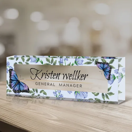 Miniatura 30 de Placa de nombre de escritorio personalizada, placa de nombre de acrílico de margarita africana de alta calidad, placa de nombre personalizada