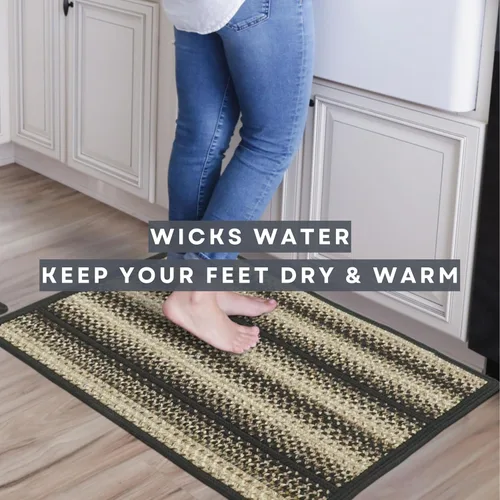 Miniatura 4 de Homespice Blackbird - Alfombras de baño trenzadas antideslizantes de 17 x 29 pulgadas, rectangular, negro y tostado, fabricadas con polipropileno
