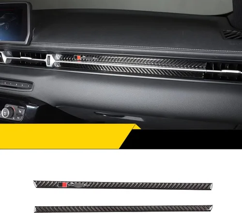 Compatible con Toyota Supra GR A90 A91 2019 2020 2021 2022 (Negro con letras) Accesorios de moldura interior de fibra de carbono real Tiras