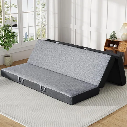 Miniatura 9 de Colchón triple tamaño Queen de 4 pulgadas – Colchón plegable de espuma viscoelástica para campamento, viajes, casa rodante, cama de invitados