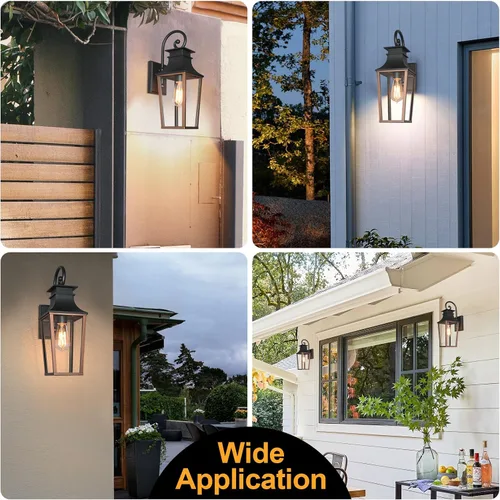 Miniatura 6 de ALVIME - Lámpara de pared para exteriores, 17 pulgadas, color negro mate, resistente al agua, para casa, entrada, puerta delantera, porche, patio