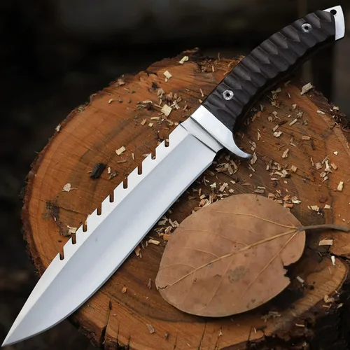 Cuchillo Bowie con funda, cuchillo de caza de hoja fija para camping, senderismo, bushcraft, equipo al aire libre, cuchillo de supervivencia de