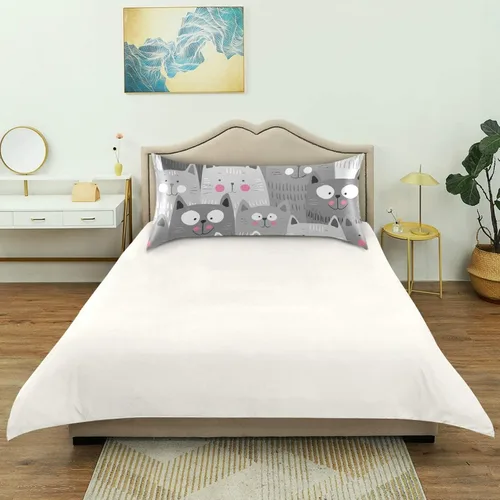 Miniatura 6 de Fundas de almohada de satén con diseño de gato transpirable para cabello y piel, sin cremallera, con cierre de sobre para sofá cama, tamaño estándar