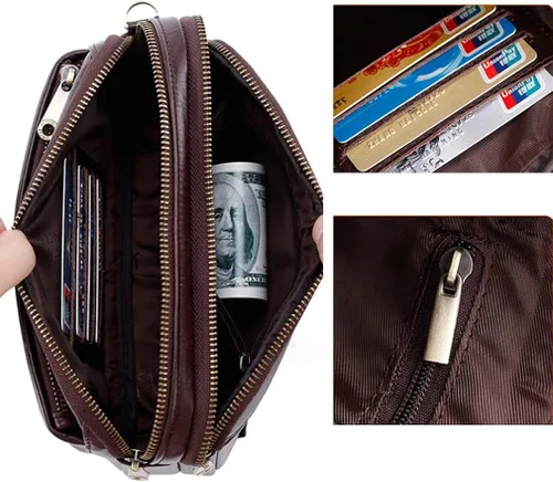 Miniatura 6 de Hebetag Cartera de cuero para hombre organizador de muñeca