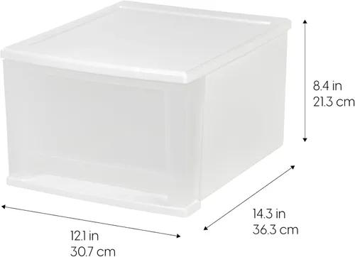 Miniatura 3 de IRIS USA, Inc. Cajón apilable de 17 cuartos de galón, paquete de 4, color blanco (129899)
