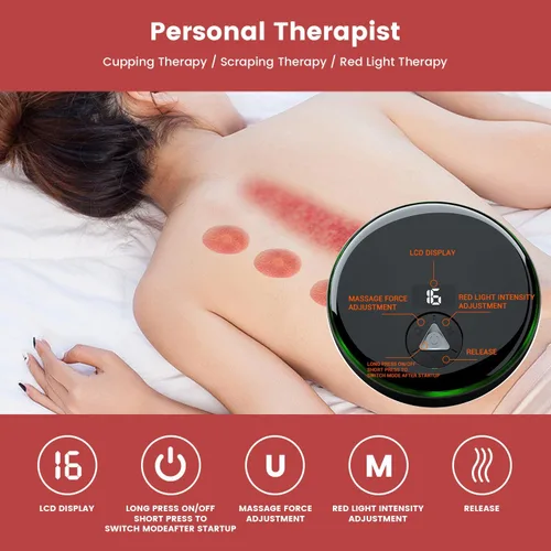 Miniatura 2 de Juego de terapia de ventosas eléctricas inteligentes con luz roja, dispositivo inteligente de ventosas dinámicas, masajeador de celulitis 4 en 1