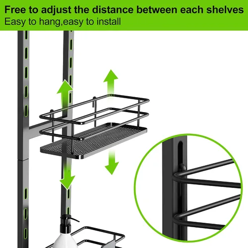Miniatura 4 de Orimade Organizador ajustable para colgar sobre la puerta de la ducha con ganchos, estante organizador de baño, estante de almacenamiento, cesta