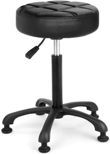 Miniatura 9 de Taburete ajustable resistente – Taburetes con ruedas giratorias de bloqueo – Taburetes giratorios sin respaldo para belleza, peluquería, spa, hogar