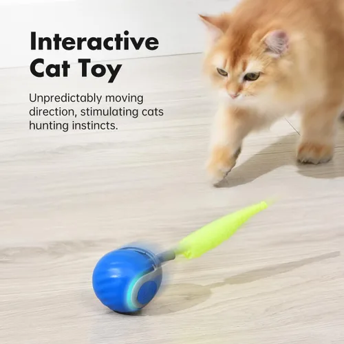 Miniatura 2 de Petgravity Speedy Sprint - Pelota de juguete para gatos, juguetes interactivos mejorados para gatos de interior, 2 velocidades, pelota móvil Azul