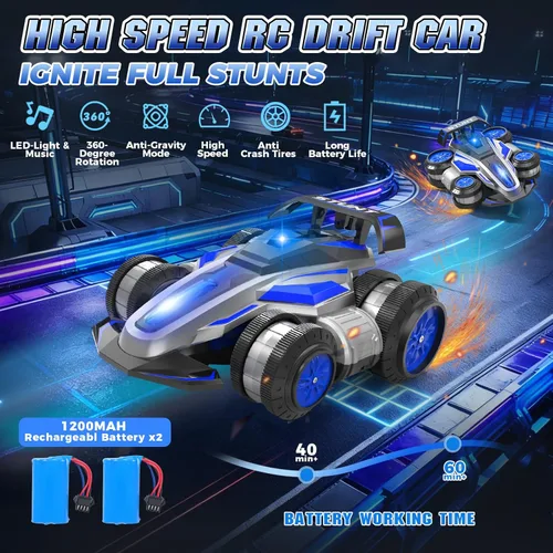 Miniatura 2 de Coche de control remoto de alta velocidad Rc Drift 25KM/H, giratorio de 360° 2.4 GHz 4WD RC Cars para niños, niñas y adultos, auto de acrobacias RC