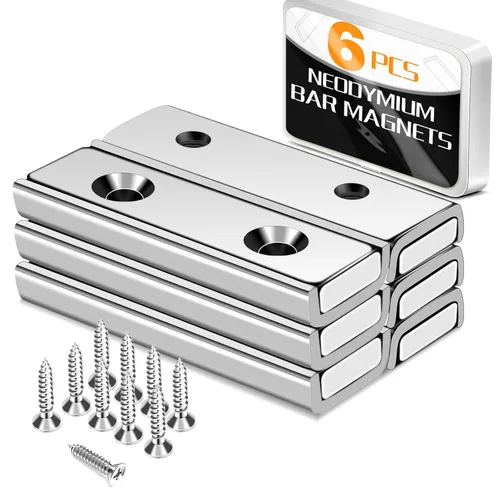 Miniatura 11 de TRYMAG Imanes rectangulares de neodimio de 80 libras, 2.362 x 0.531 x 0.197 in, barra negra fuerte con agujero avellanado y cápsula de acero, imanes