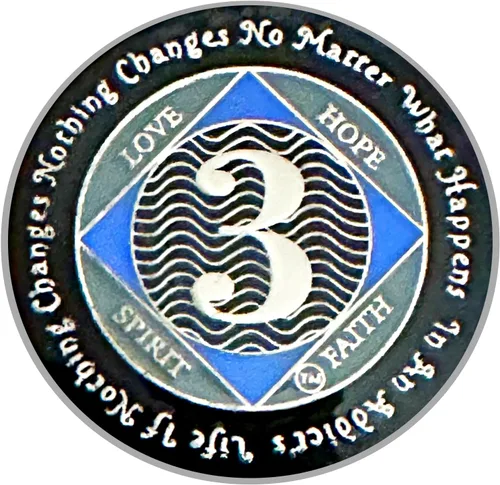 Miniatura 41 de (Años 1-55) NA Medallón de 7 años, plata, chapado en color azul, narcóticos cubiertos de epoxi Moneda anónima (NA 7 años medallón)