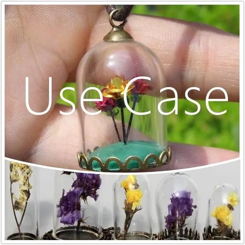 Miniatura 6 de 10 piezas de botella de globo de vidrio de tubo transparente con accesorios, cúpula de vidrio hueca, dijes colgantes de vial, Vidrio, vidrio bronce