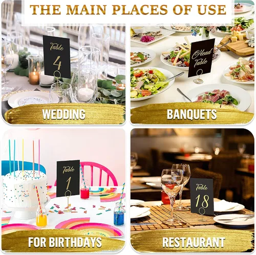 Miniatura 3 de Números de mesa negros del 1 al 30 de 4 x 6 con cabeza y tarjetas de números de mesa de regalo, letreros de cartulina para asientos de boda