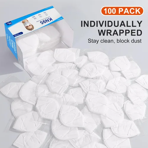 Miniatura 5 de KN95 - Cubrebocas desechables para adultos, paquete de 100 mascarillas KN95 ajustables, protección de 5 capas, transpirable, cómodo, respirador