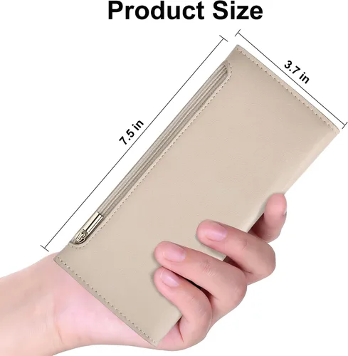 Miniatura 4 de Tipmile Cartera ultra delgada para mujer, cartera de cuero plegable para mujer, cartera RFID, cartera de bloqueo RFID para tarjetas de crédito