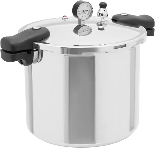 Olla a presión de 23 cuartos de galón | Enlatadora a presión comercial de aleación de aluminio gruesa con manómetro | Utensilios de cocina a presión